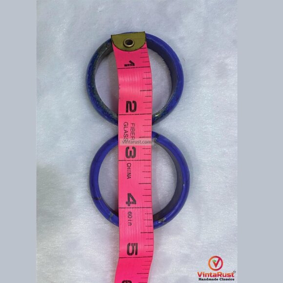 Bold Blue Gemstone Bangle Bracelet: Set of Two Lapis Lazuli Bangles - Picture 3 of 6